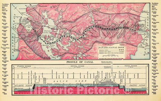 Historic Map : Military Atlas - 1912 Panama Canal. - Vintage Wall Art
