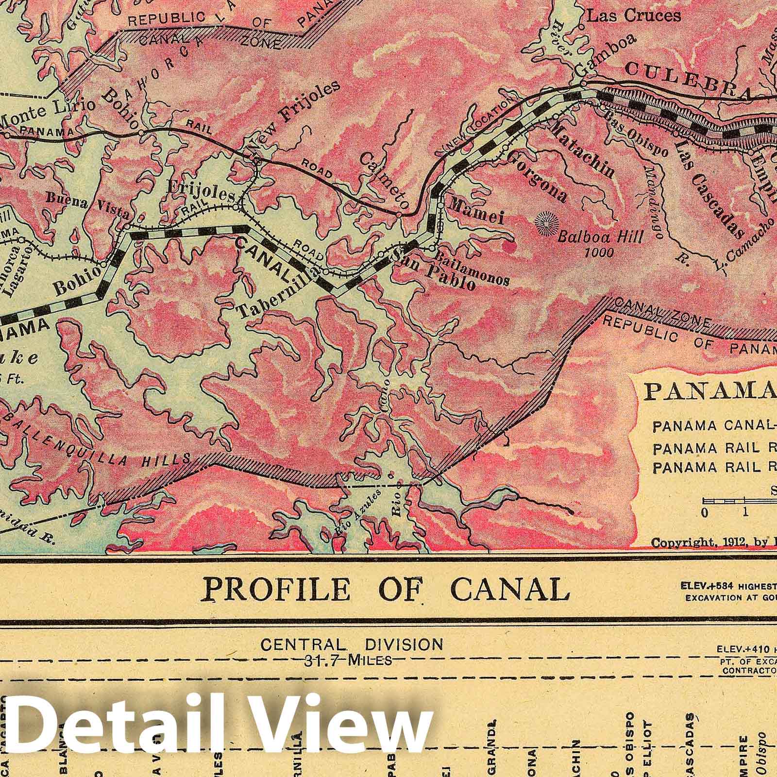 Panama Canal, 1912 - Historical Map Print