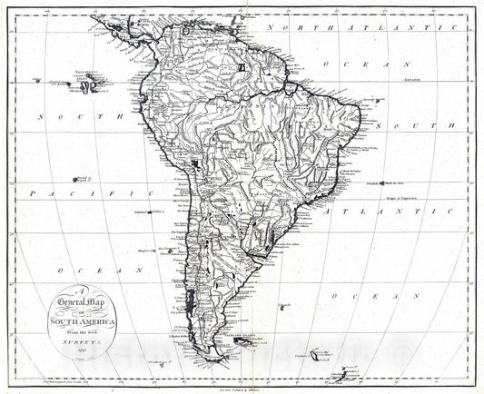 Historic Map : National Atlas - 1796 Map of South America. - Vintage Wall Art