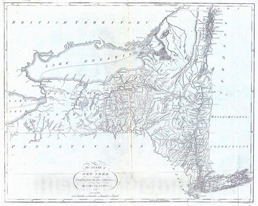 Historic Map : 1796 State of New York. - Vintage Wall Art