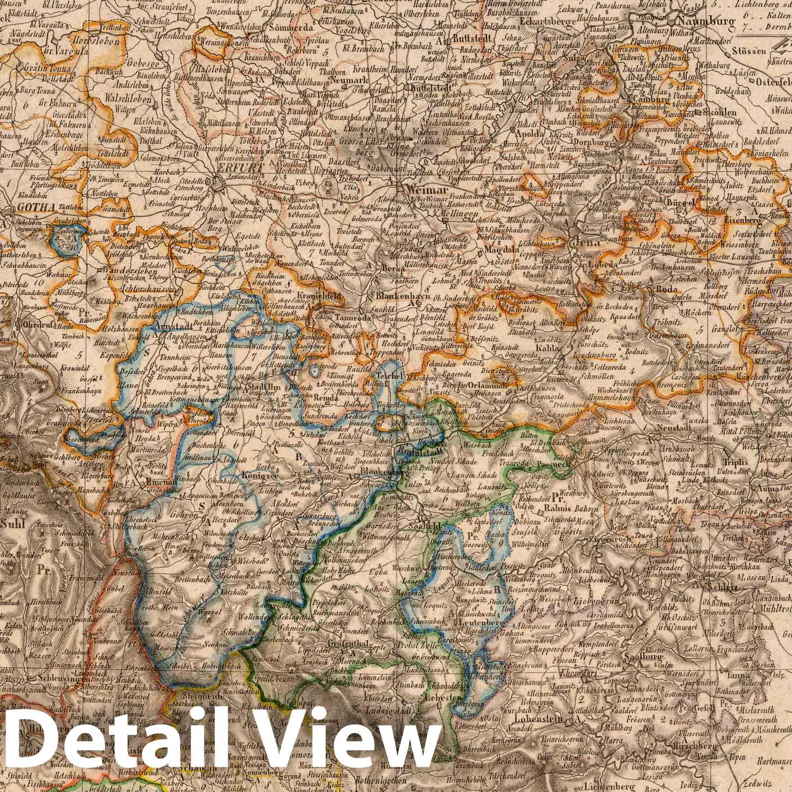 Saxon Countries, Germany and Liechtenstein, 1821 - Historical Map Print