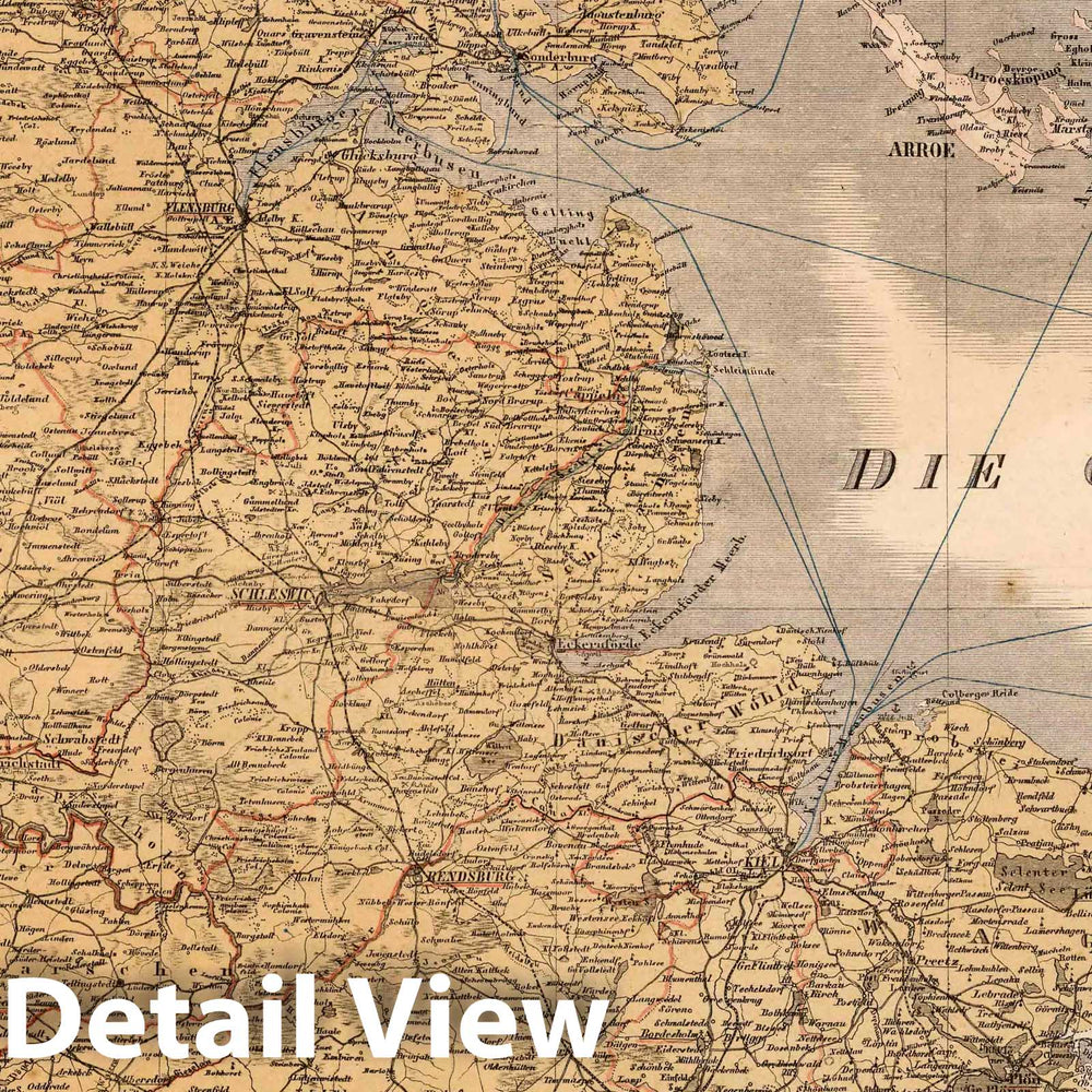 Historic Map : Germany, 1879 Schleswig, Holstein and Lauenburg, Germany , Vintage Wall Art