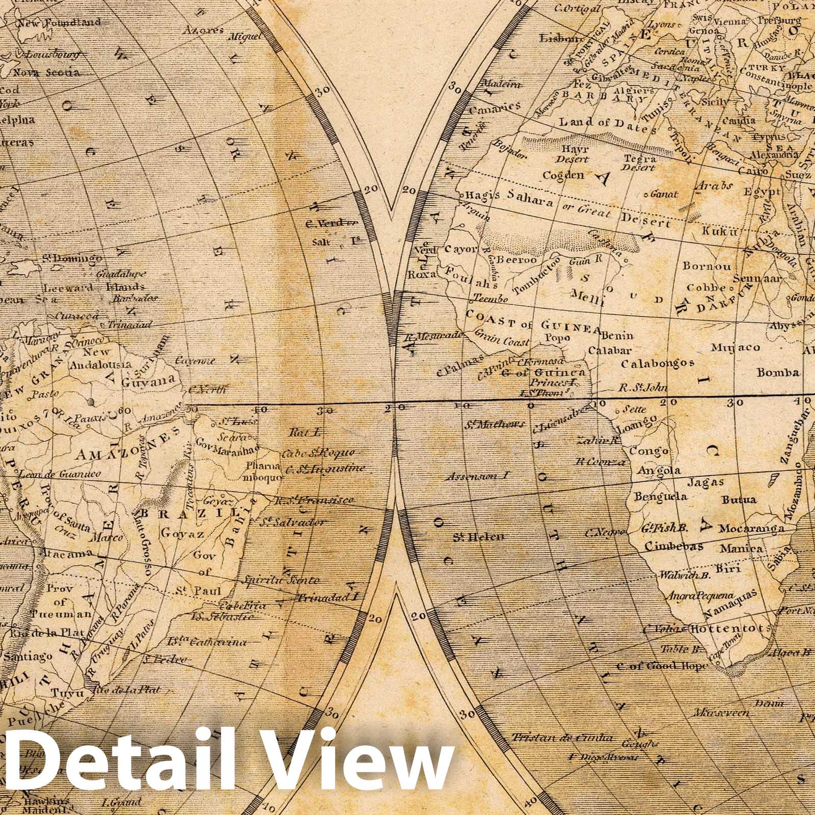 World - River Map, 1804 - Arrowsmith Atlas Historical Map Print