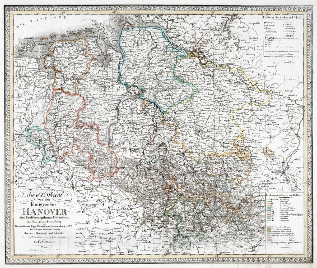 Historic Map : 1817 X. Kingdom of Hanover. - Vintage Wall Art