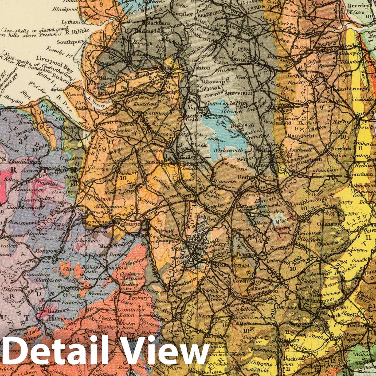 England and Wales - Geological Map, 1883 - Historical Map Print