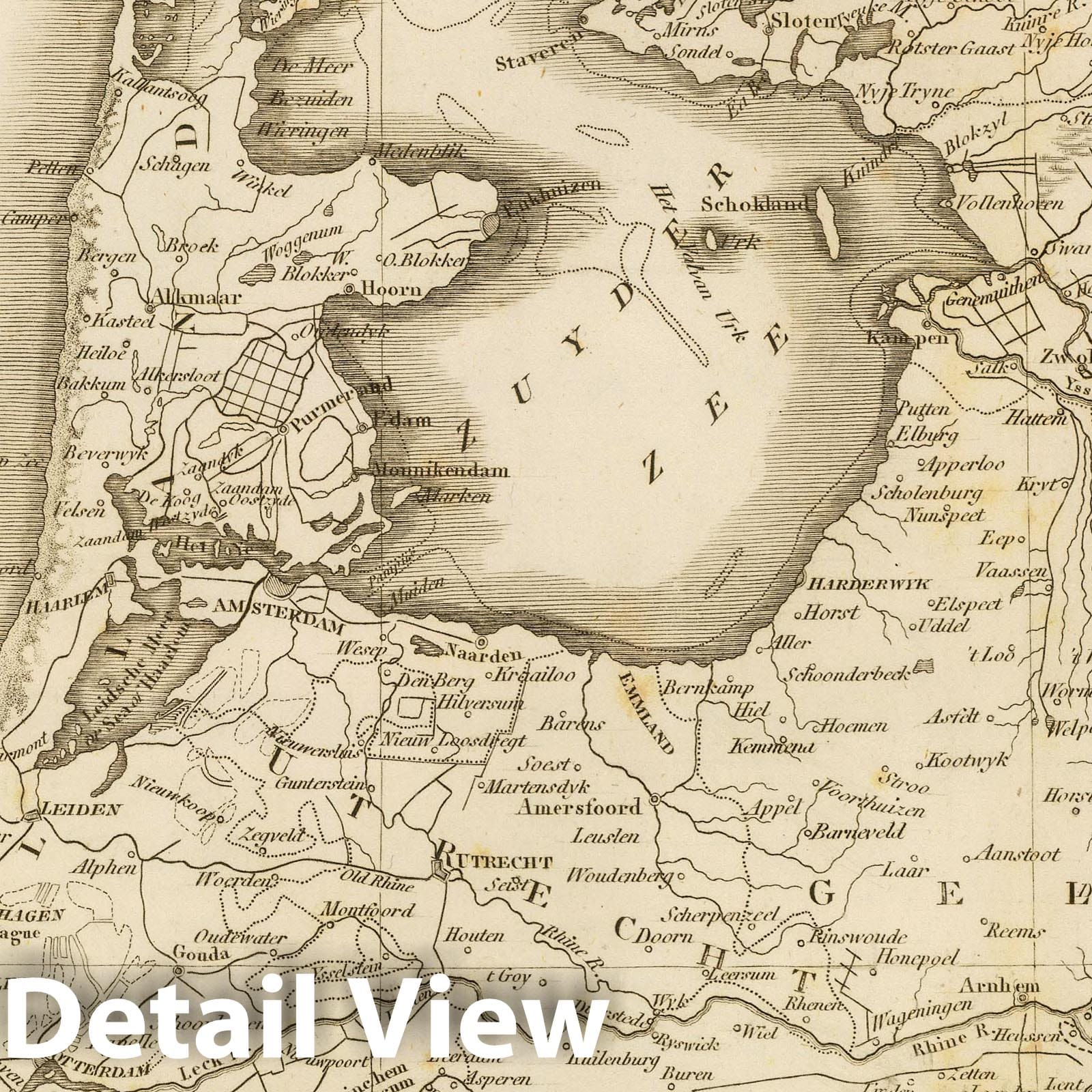 Netherlands - River Map, 1814 - Historical Map Print