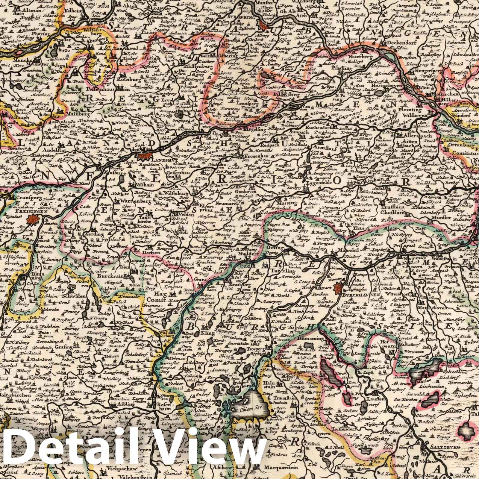 Bavaria, Germany 1682 Historical Map Print