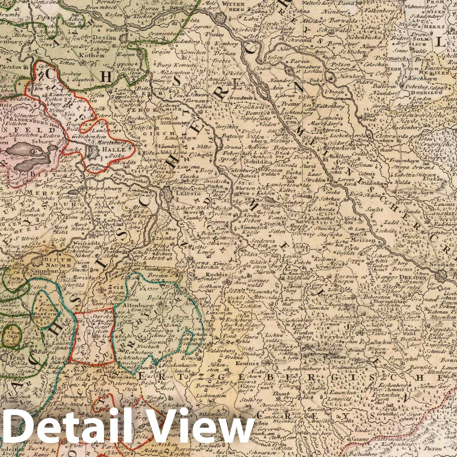 Saxony, Germany 1734 Historical Map Print