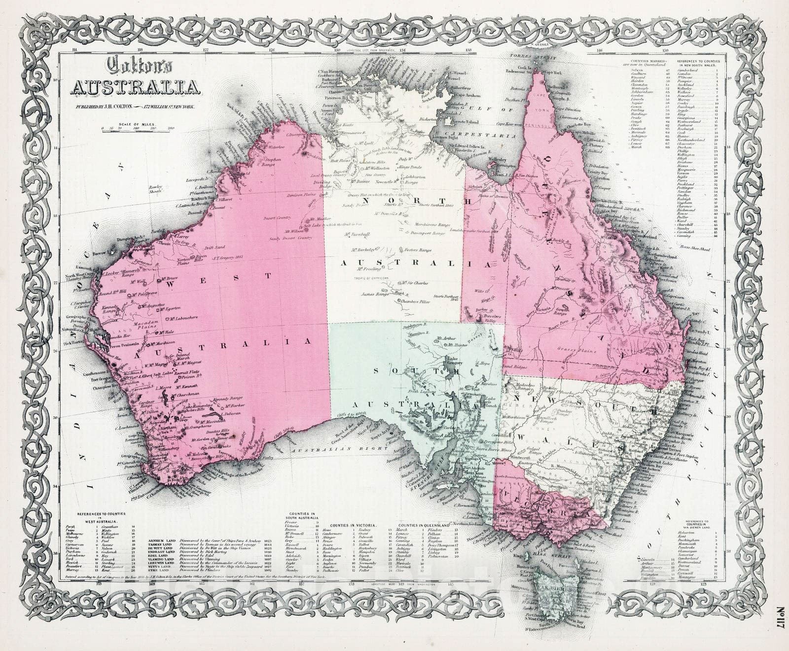Historic Map : 1865 Australia. v2 - Vintage Wall Art