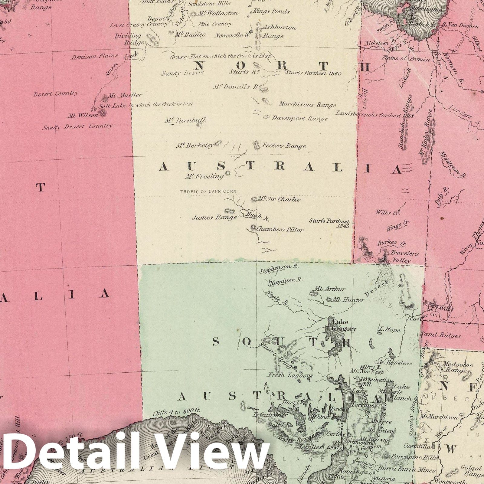 Australia - Boundary Map, 1865 - Historical Map Print