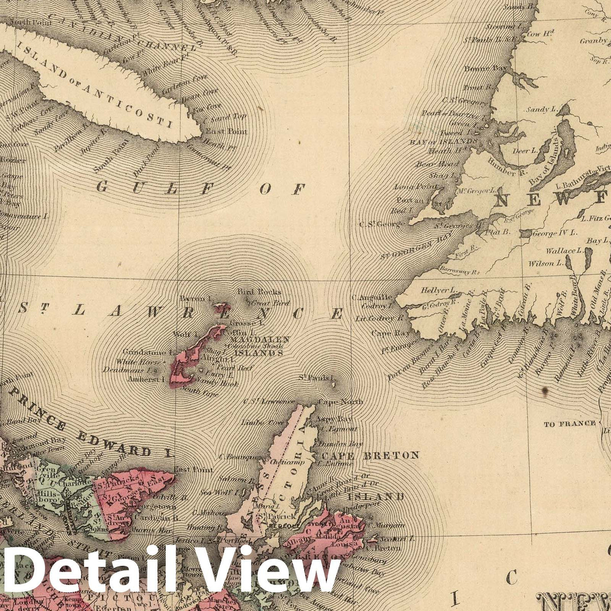 New Brunswick, Nova Scotia, Newfoundland, and Prince Edward Island - 1865 Historical Map Print