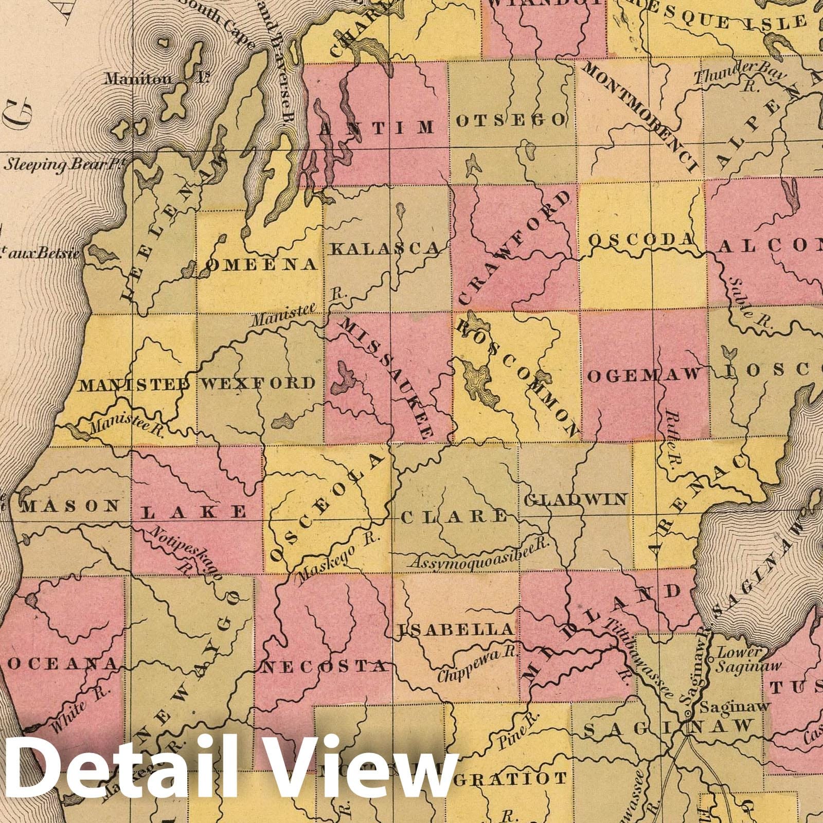 Michigan - Nautical Chart, 1849 - Historical Map Print