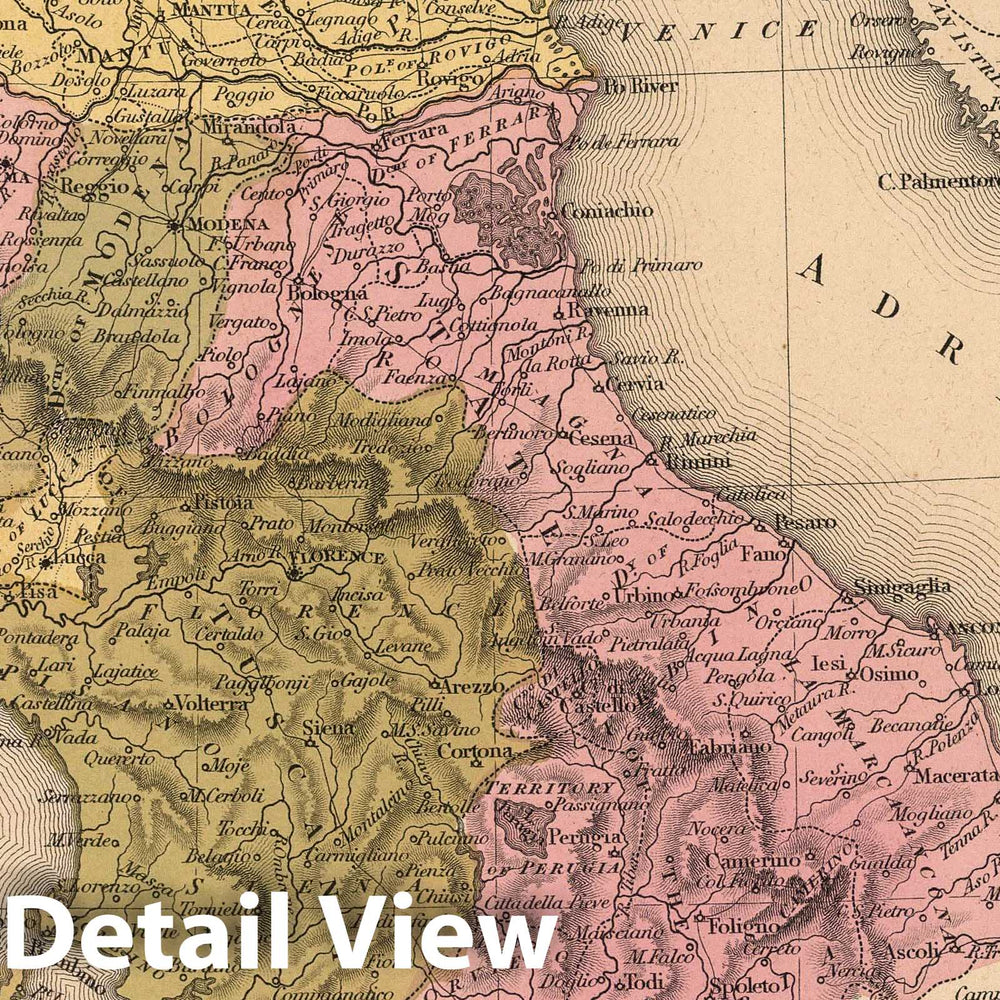 Historic Map : 1849 Italy - Vintage Wall Art