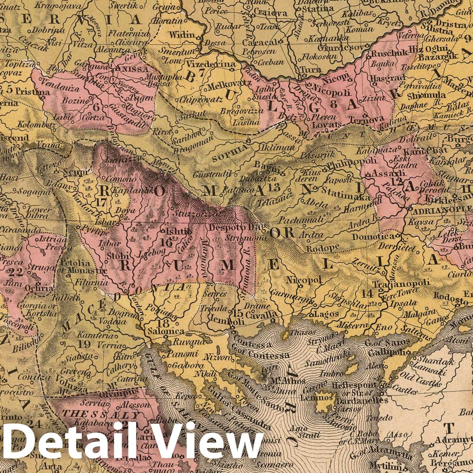 Turkey in Europe - 1849 Historical Map Print