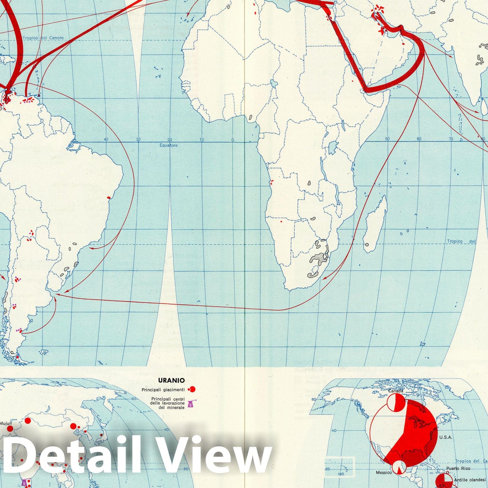 World Energy and Trade, 1952 - Historical Map Print