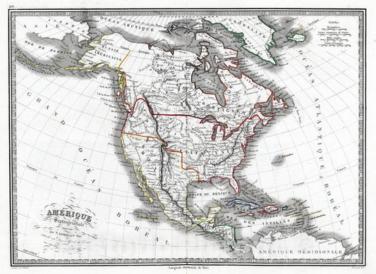 Historic Map : School Atlas - 1839 Amerique Septentrionale. - Vintage Wall Art