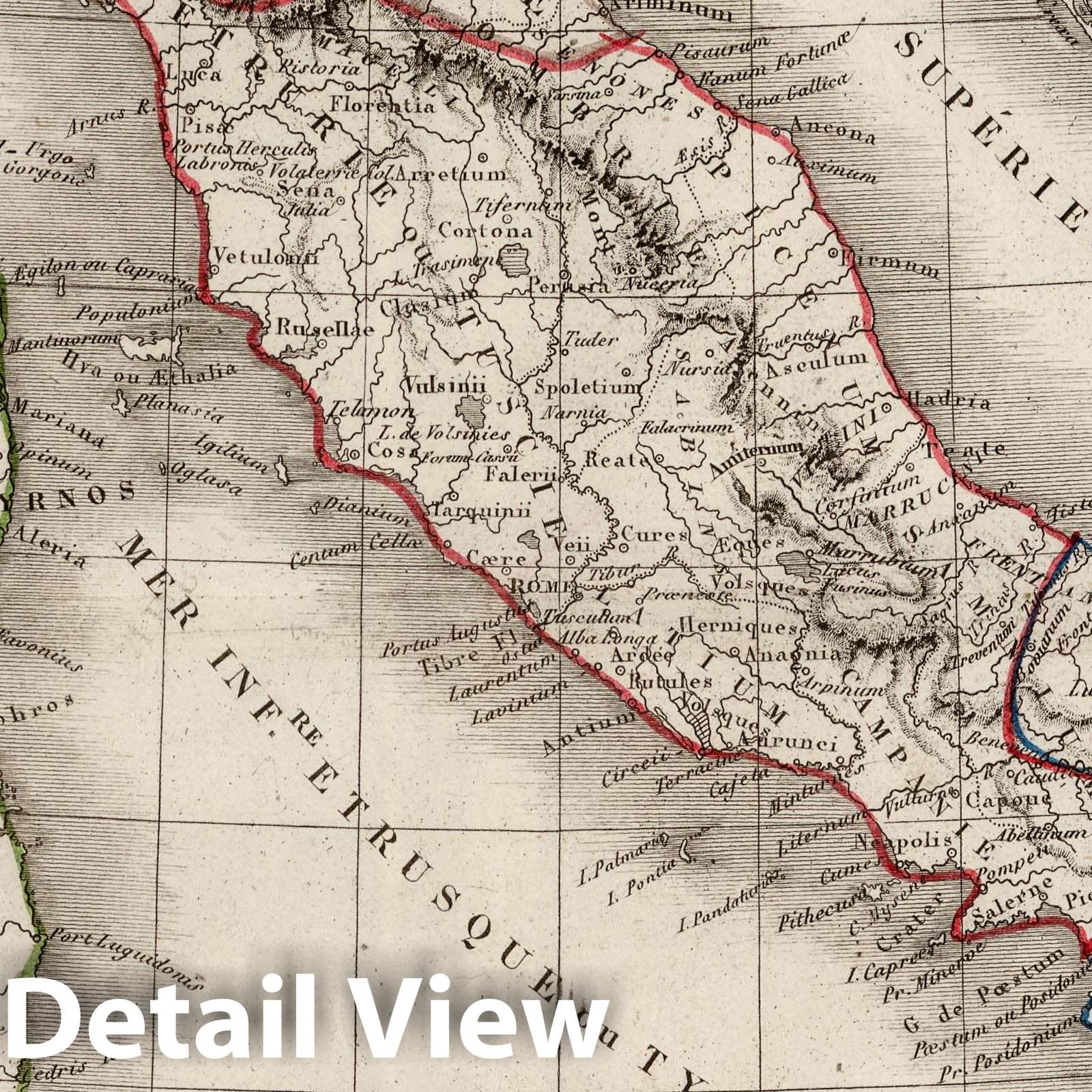 Ancient Italy, 1839 - Historical Map Print