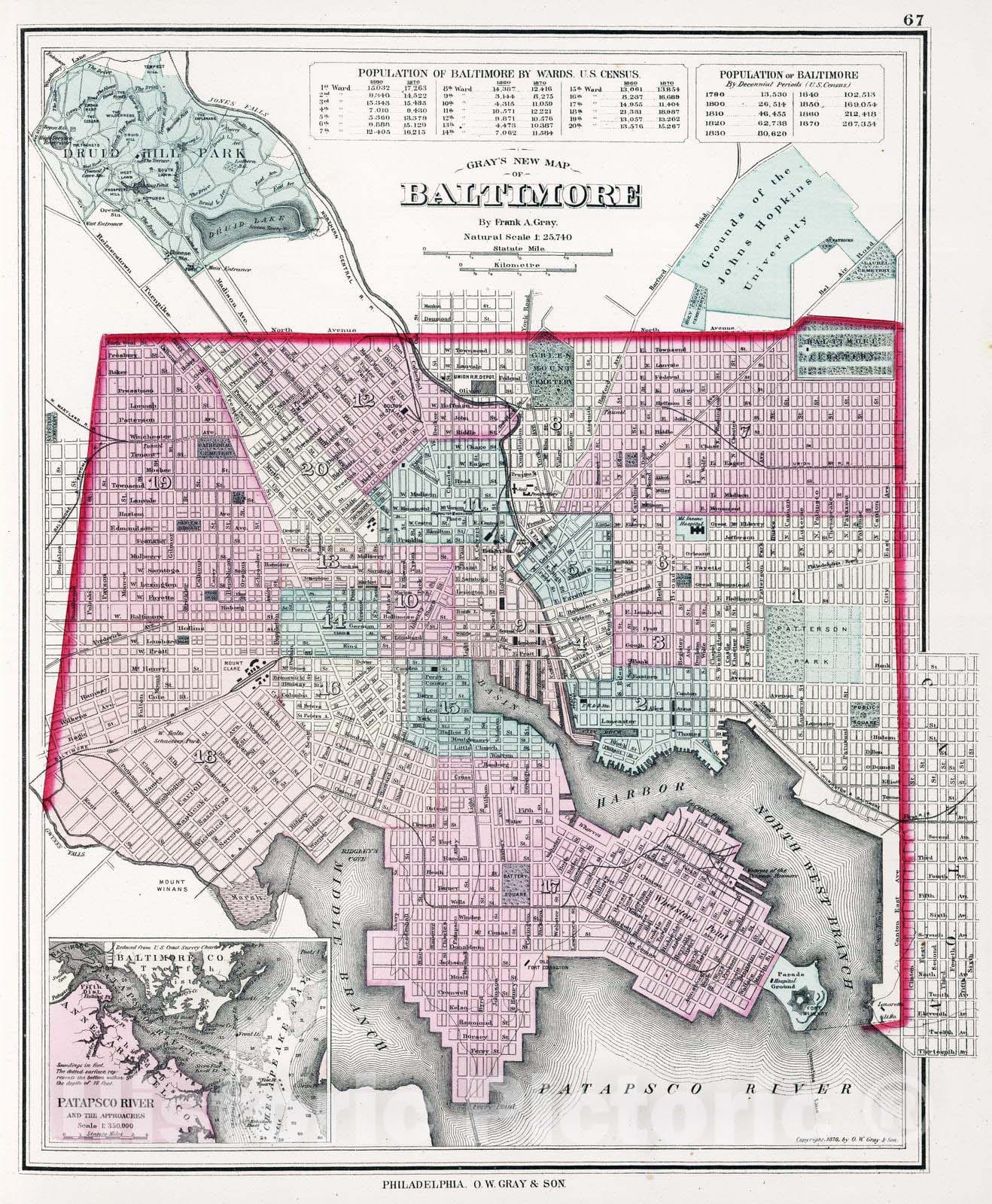 Historic Map : 1878 Baltimore. - Vintage Wall Art