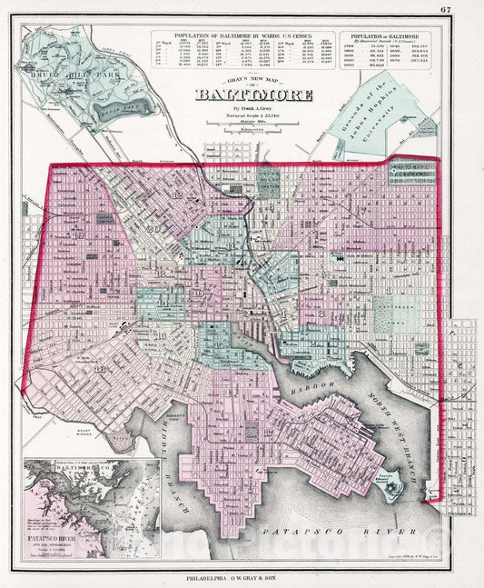 Historic Map : 1878 Baltimore. - Vintage Wall Art