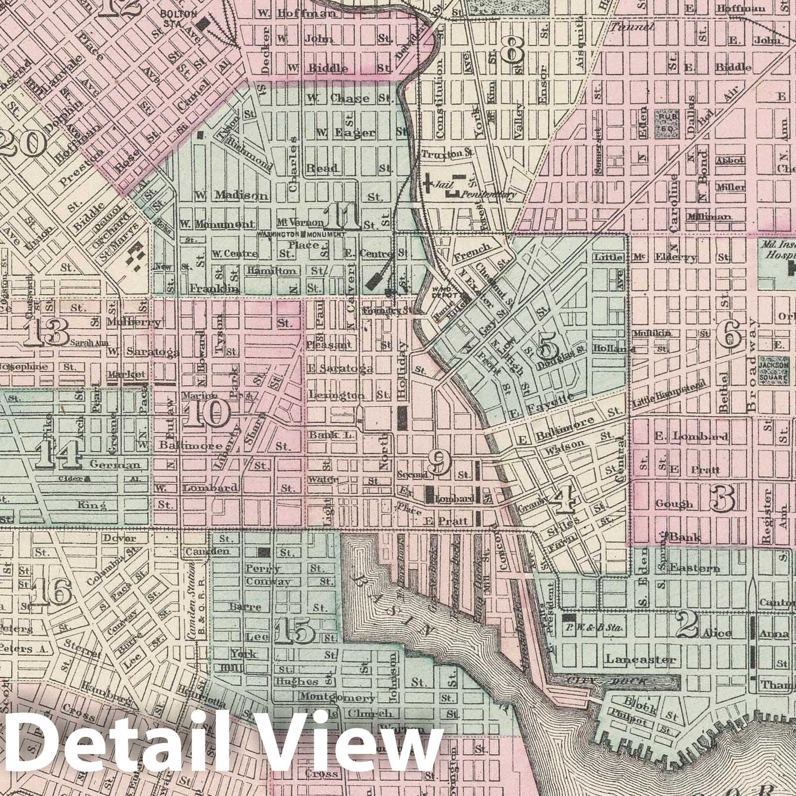 Baltimore and Patapsco River - Railroad Map, 1878 - Historical Map Print