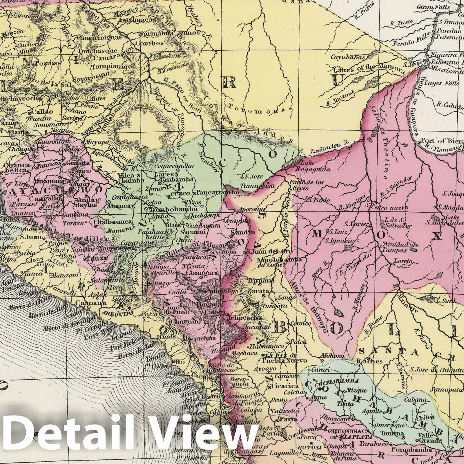 Historic Map : 1855 Peru and Bolivia - Vintage Wall Art