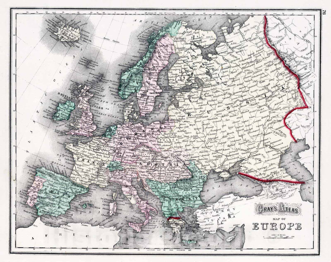 Historic Map : 1874 Europe. v1 - Vintage Wall Art