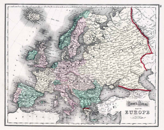 Historic Map : 1874 Europe. v1 - Vintage Wall Art