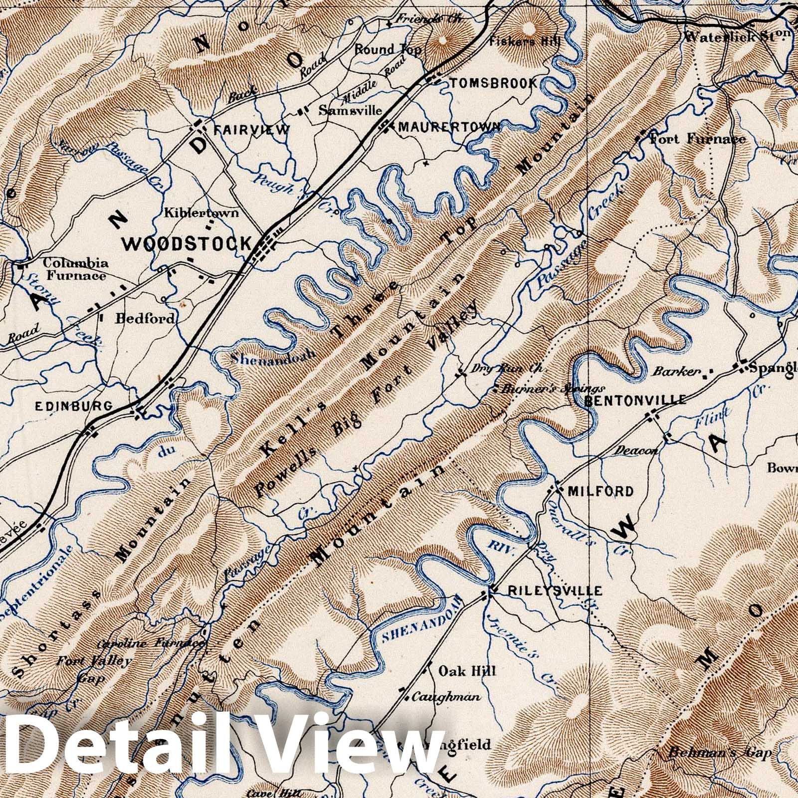 Civil War: Shenandoah Valley, Virginia - Military Map, 1875