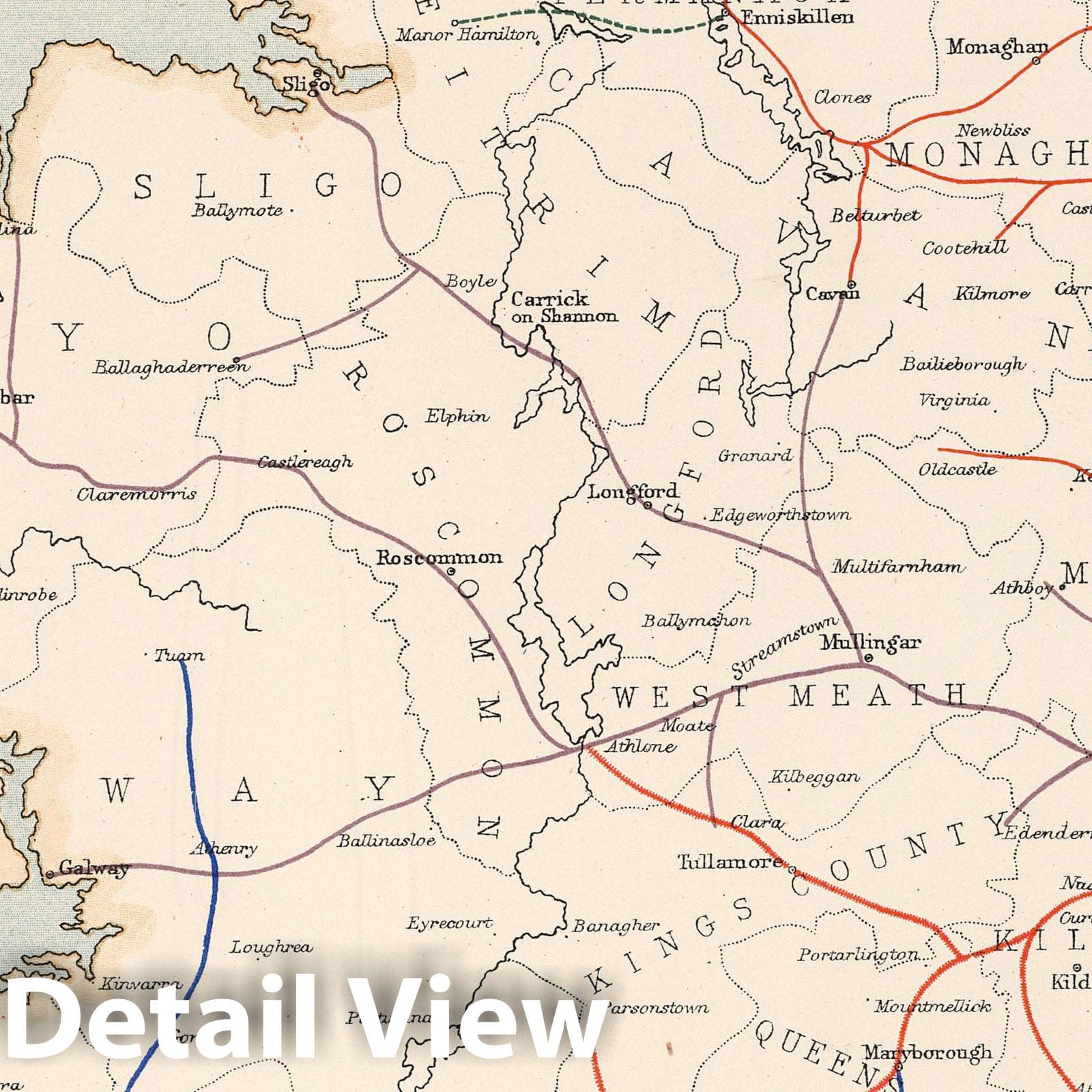 Historic Map : Statistical Atlas - 1881 Ireland to Illustrate the Railway System of the Country. - Vintage Wall Art
