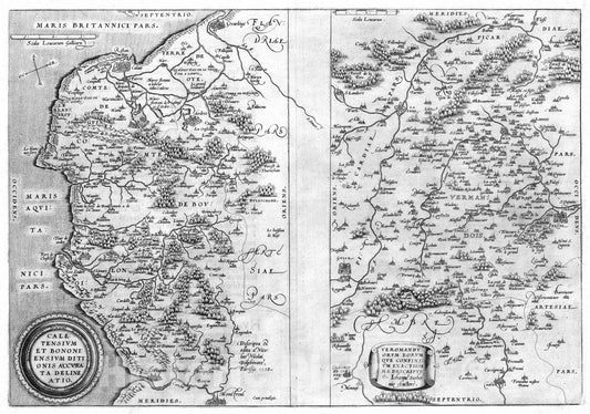 Historic Map : France, 1570 (11) Caletensium Et Bononiensium. (with) Veromanduorum. , Vintage Wall Art