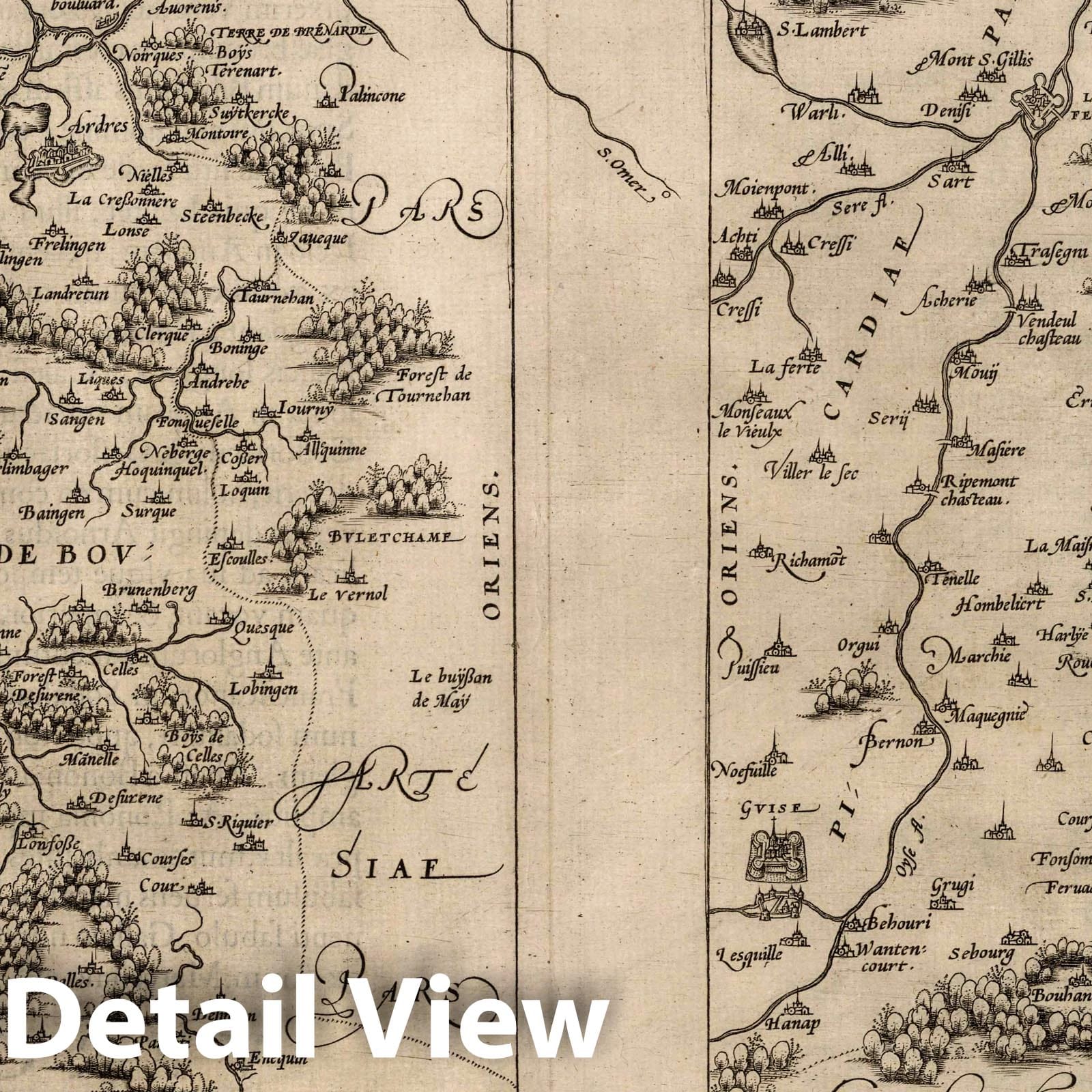 Calaisia and Boulogne, Vermandois, France, 1570 - Historical Map Print
