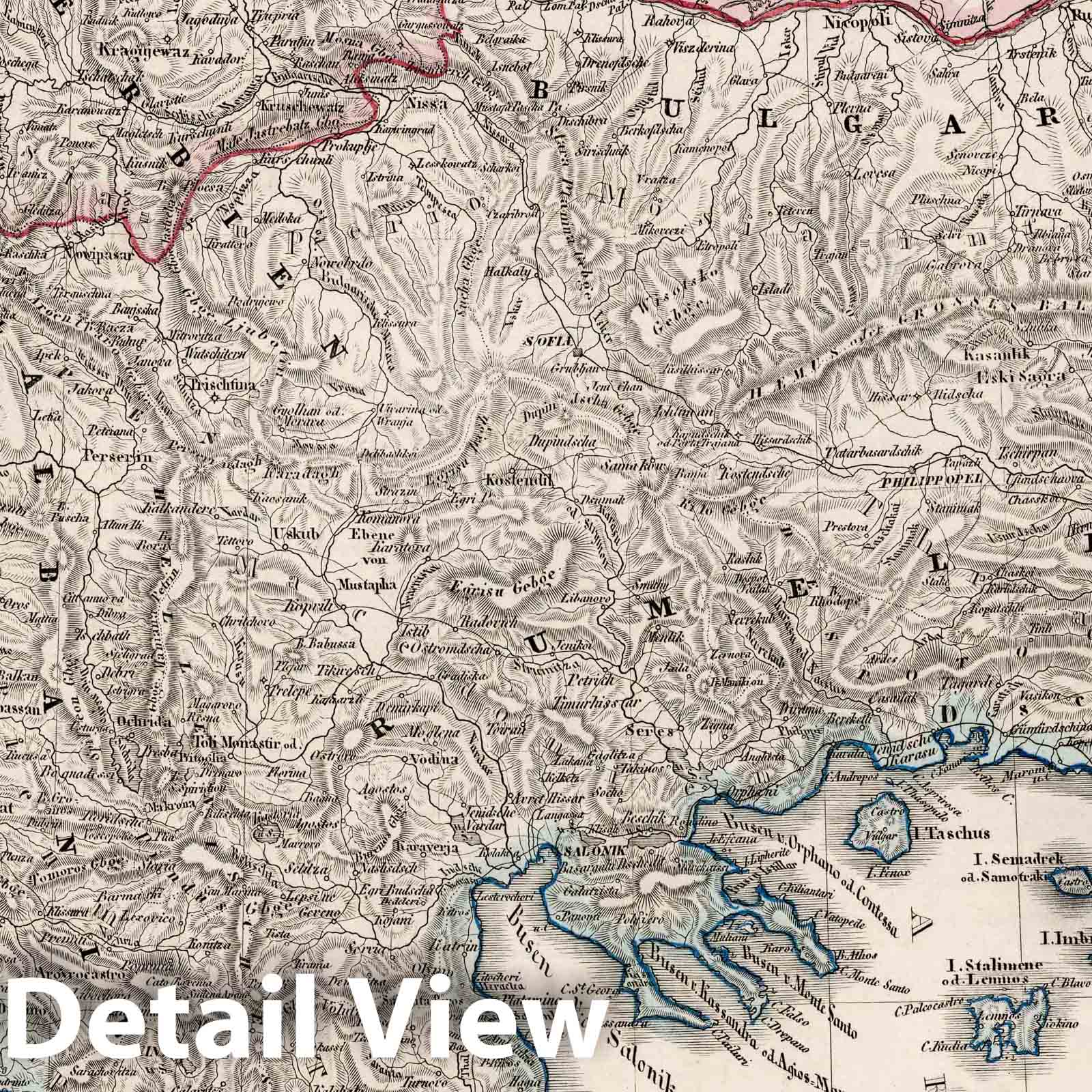 European Turkey, Greece and the Ionian Islands - Railroad Map, 1854