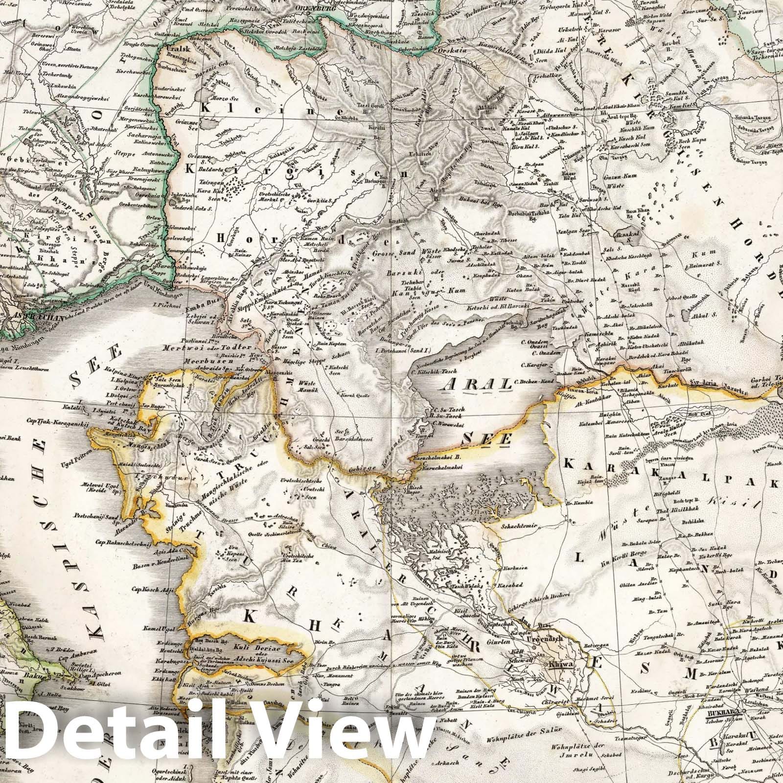 Western Central Asia: Kazakhstan, Uzbekistan, Turkmenistan, 1838 - Historical Map Print