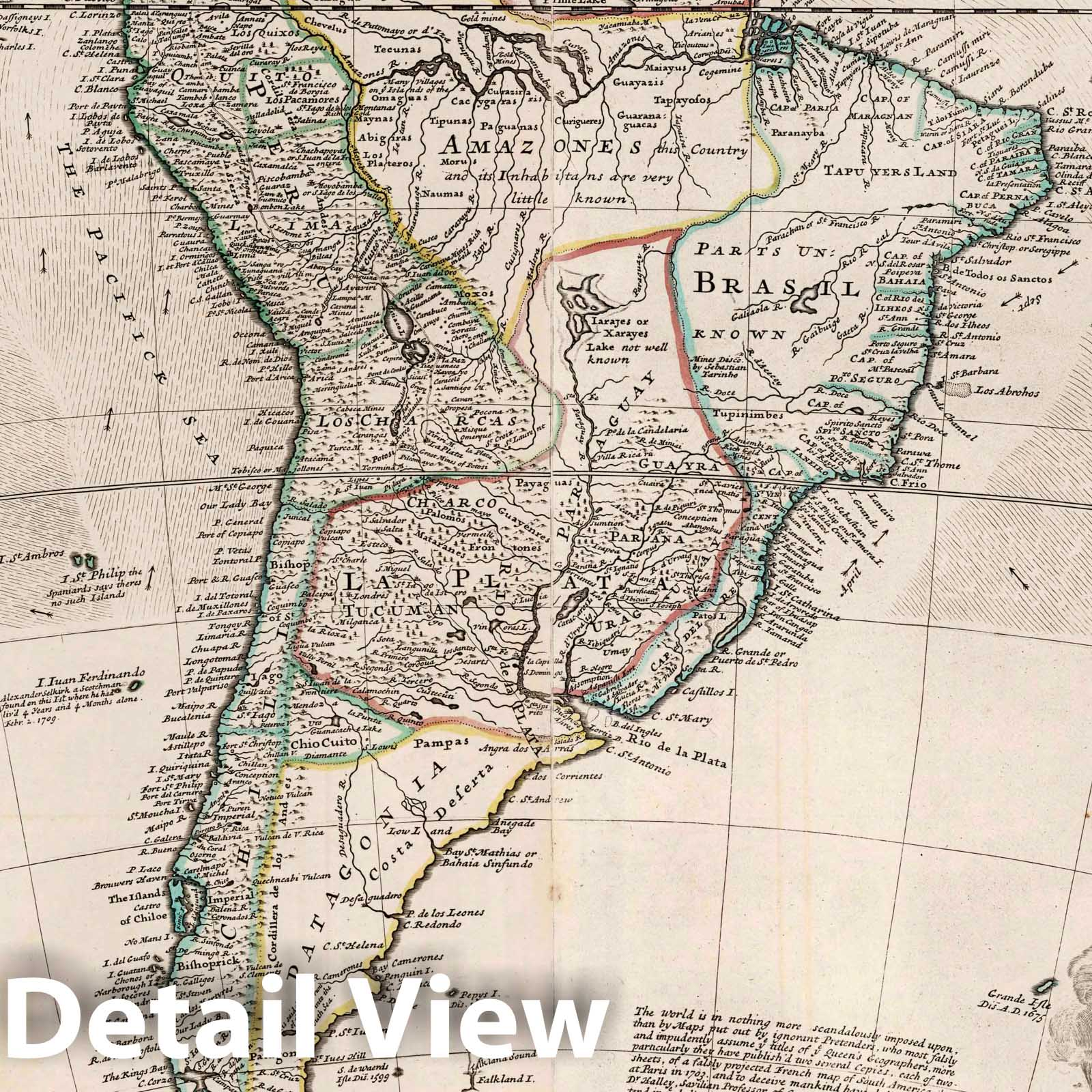 South America with inset Potosi, Peru 1732 - Historical Map Print