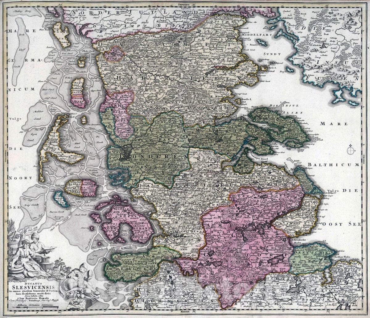 Historic Map : 1788 Ducatus Slesvicensis. - Vintage Wall Art