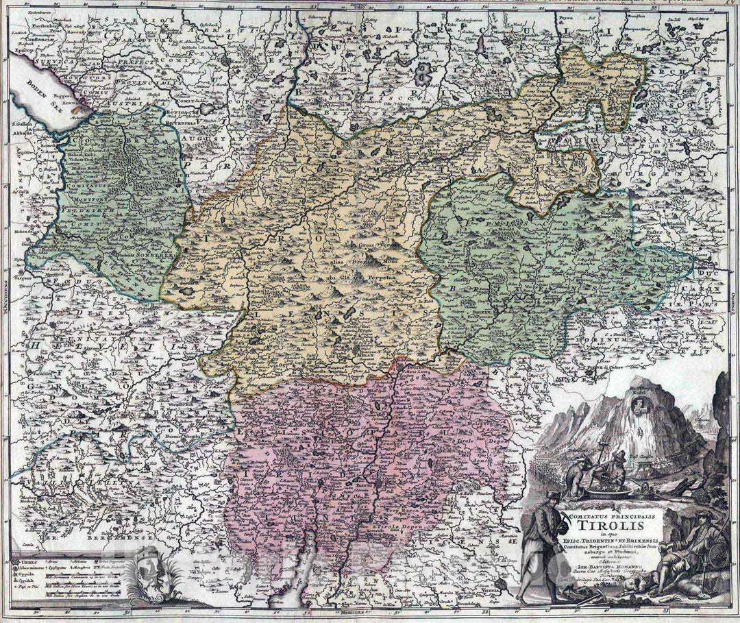 Historic Map : Austria, 1788 Comitatus Principalis Tirolis. , Vintage Wall Art