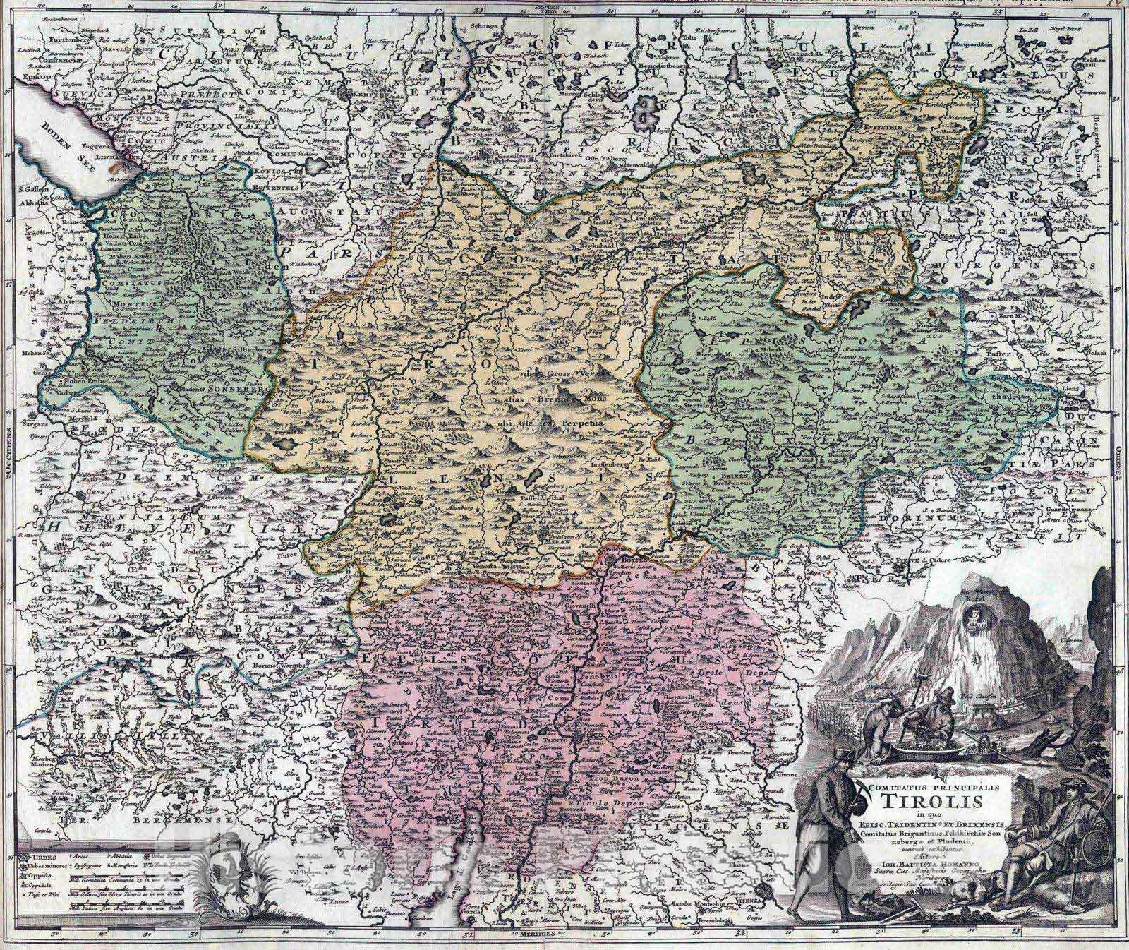 Historic Map : Austria, 1788 Comitatus Principalis Tirolis. , Vintage Wall Art