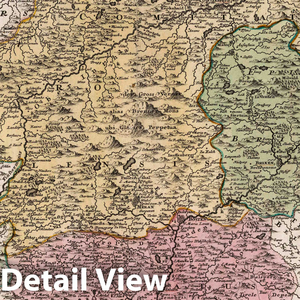 Historic Map : Austria, 1788 Comitatus Principalis Tirolis. , Vintage Wall Art