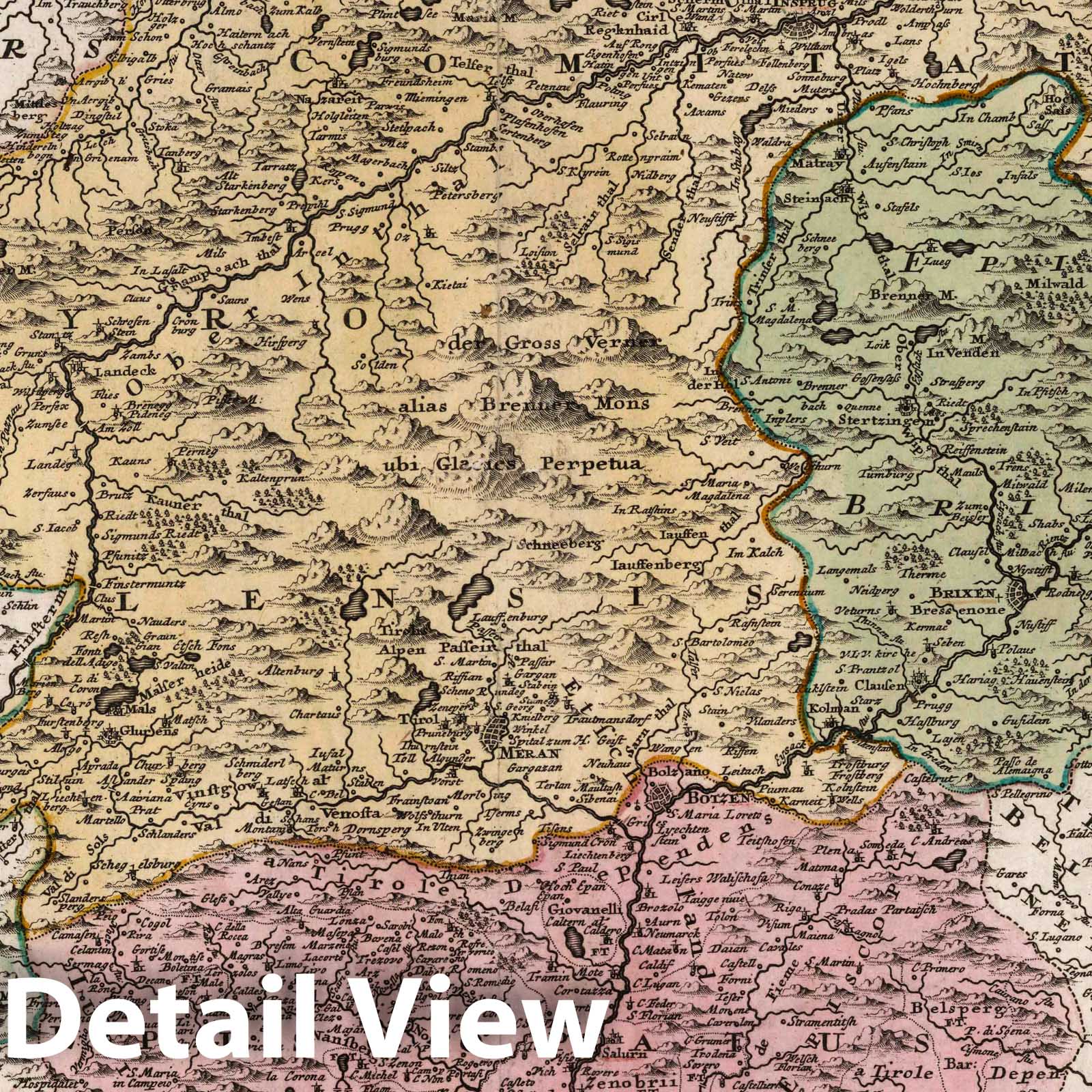 Tyrol, Austria and Liechtenstein 1788 Historical Map Print