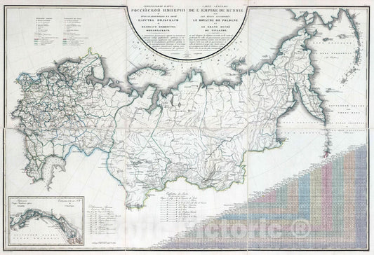 Historic Map : Russia, 1829 Generalnaia karta Rossiiskoi Imperii i prisoedinennykh k onoi , Vintage Wall Art