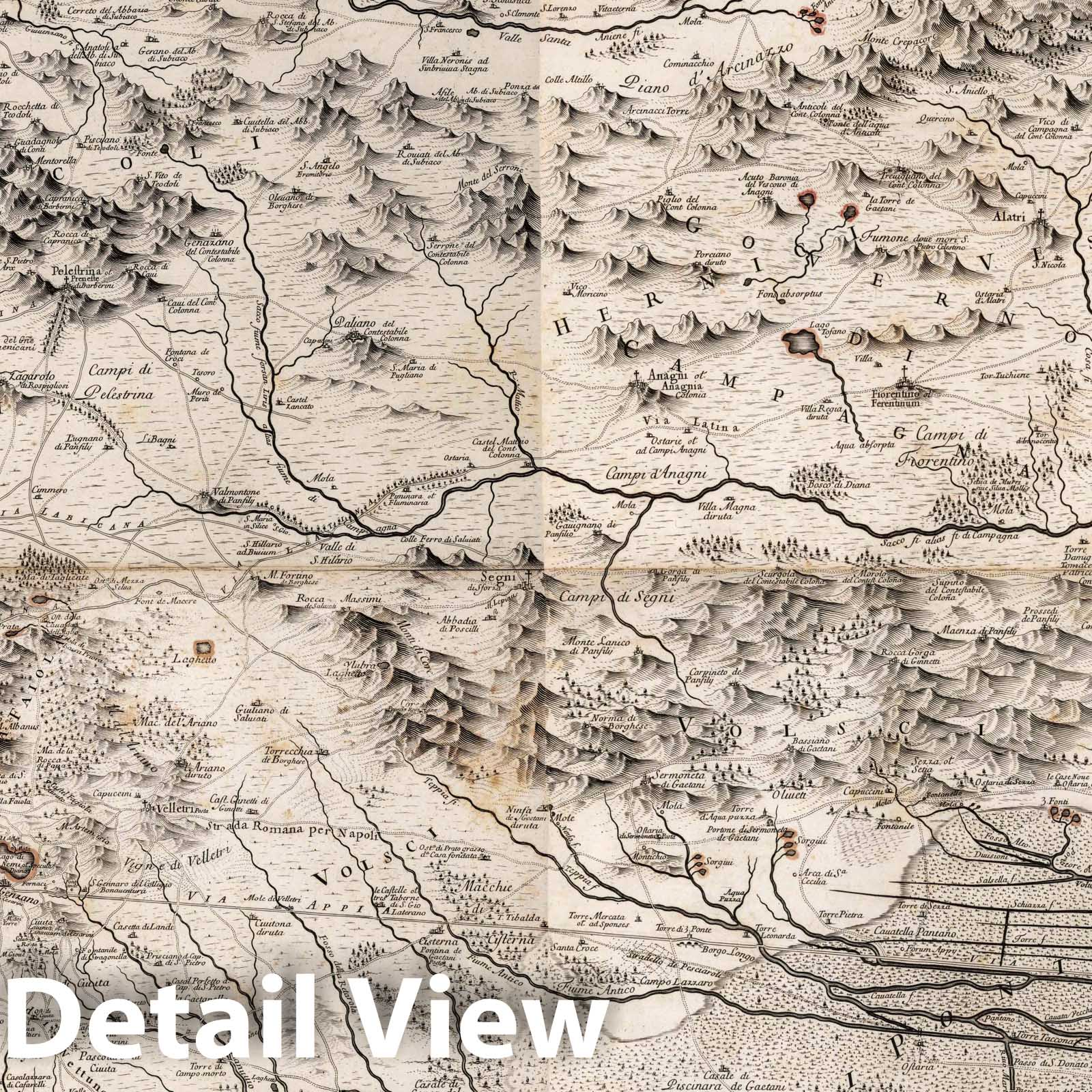 Lazio, Italy - Road Map, 1693 - Historical Map Reproduction