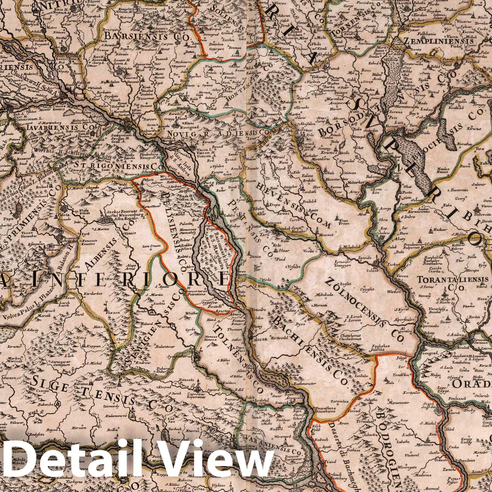 Hungary and Balkan States - River Map, 1686 - Historical Map Reproduction