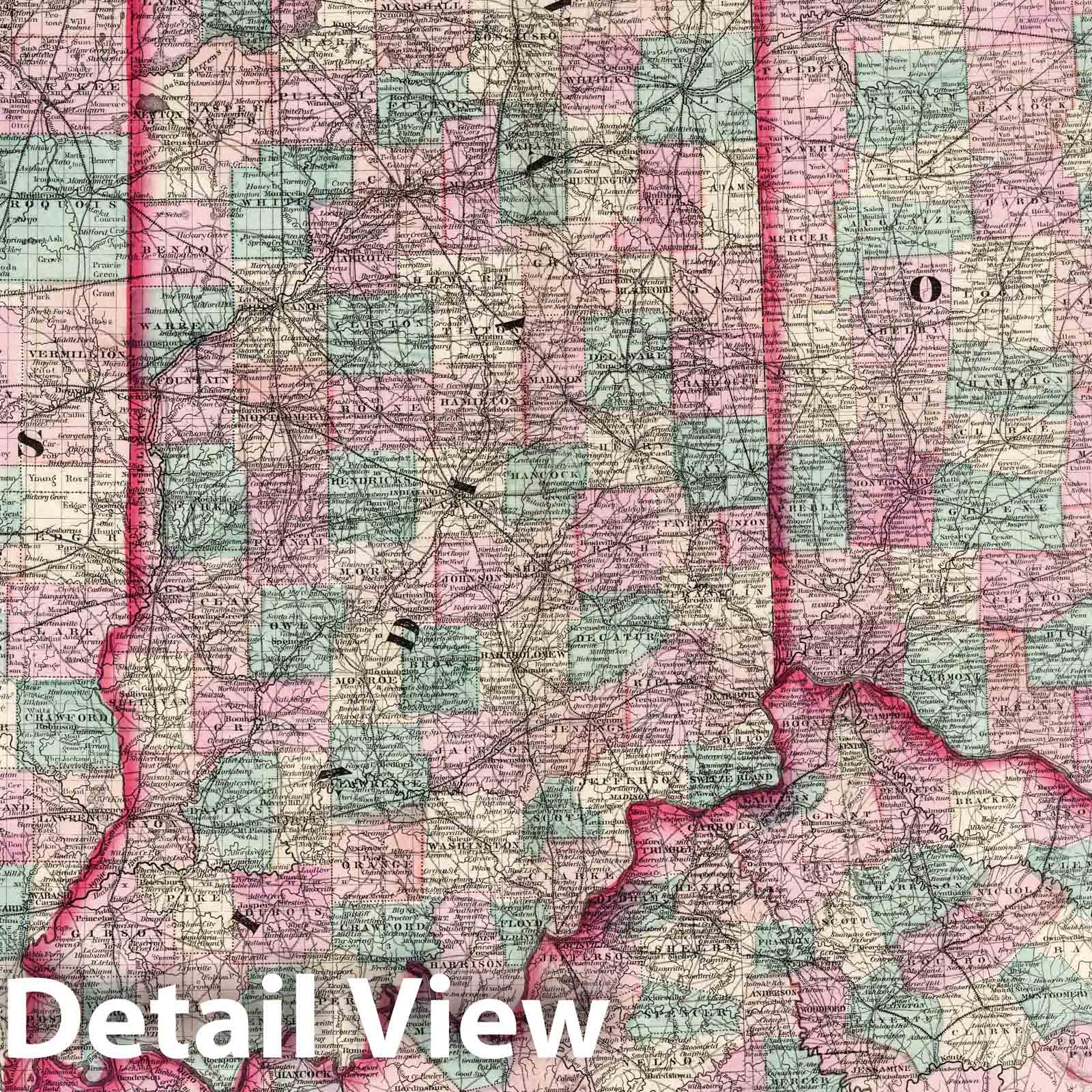 Ohio, Indiana, Illinois, and Kentucky - Survey Map, 1874 - Historical Atlas Print