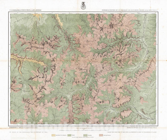 Historic Map : National Atlas - 1877 61C. Economical Features Of S.W. Colorado, San Juan Mining Region. - Vintage Wall Art