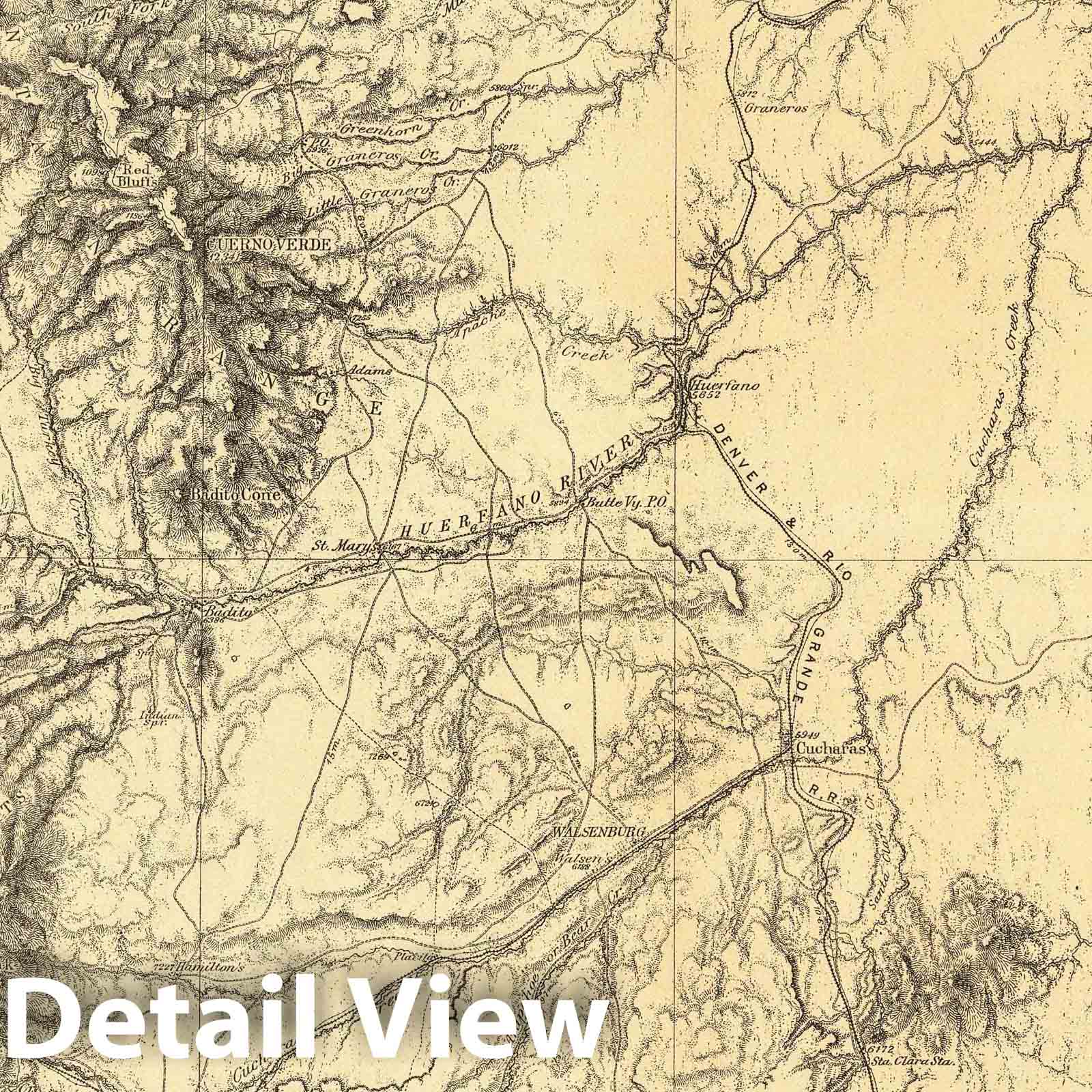 Southern Colorado - Plate No. 62C, 1878 - Topographic Map Print