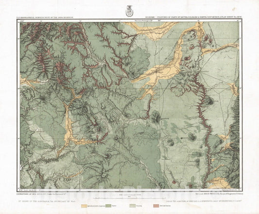 Historic Map : National Atlas - 1878 69B. Economic Features Of Parts Of South'n Colorado & North'n New Mexico. - Vintage Wall Art