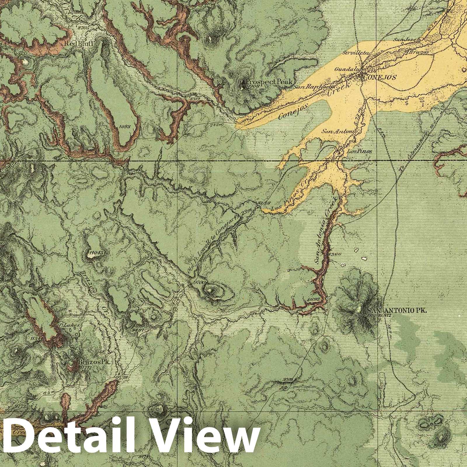 Wheeler Survey: Colorado, New Mexico - Geologic Map, 1878