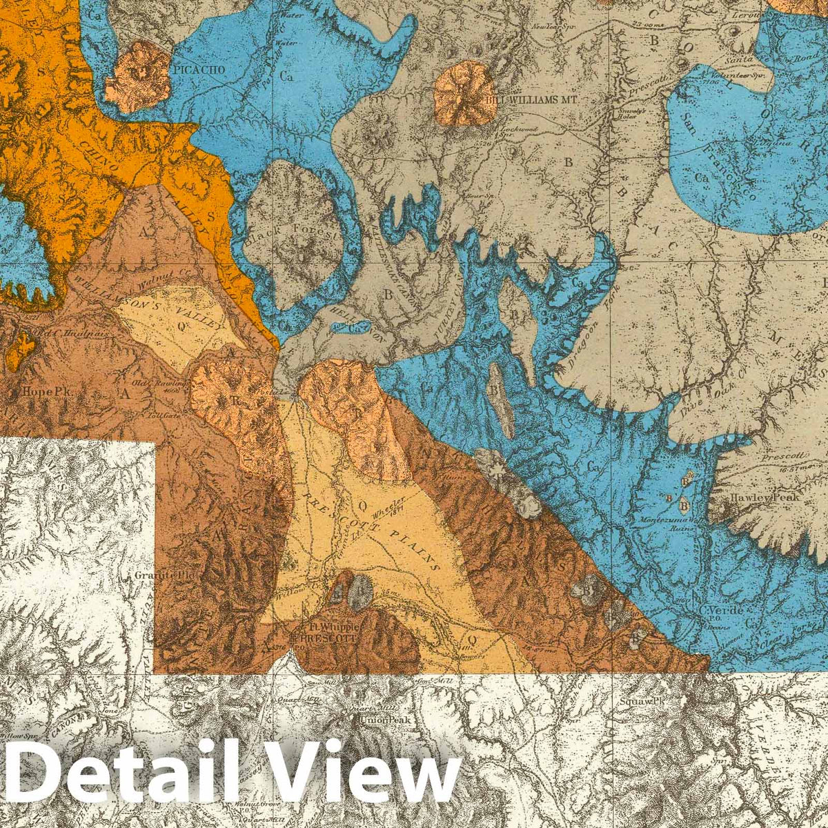 Wheeler Survey: Central and Western Arizona - Geologic Map, 1877