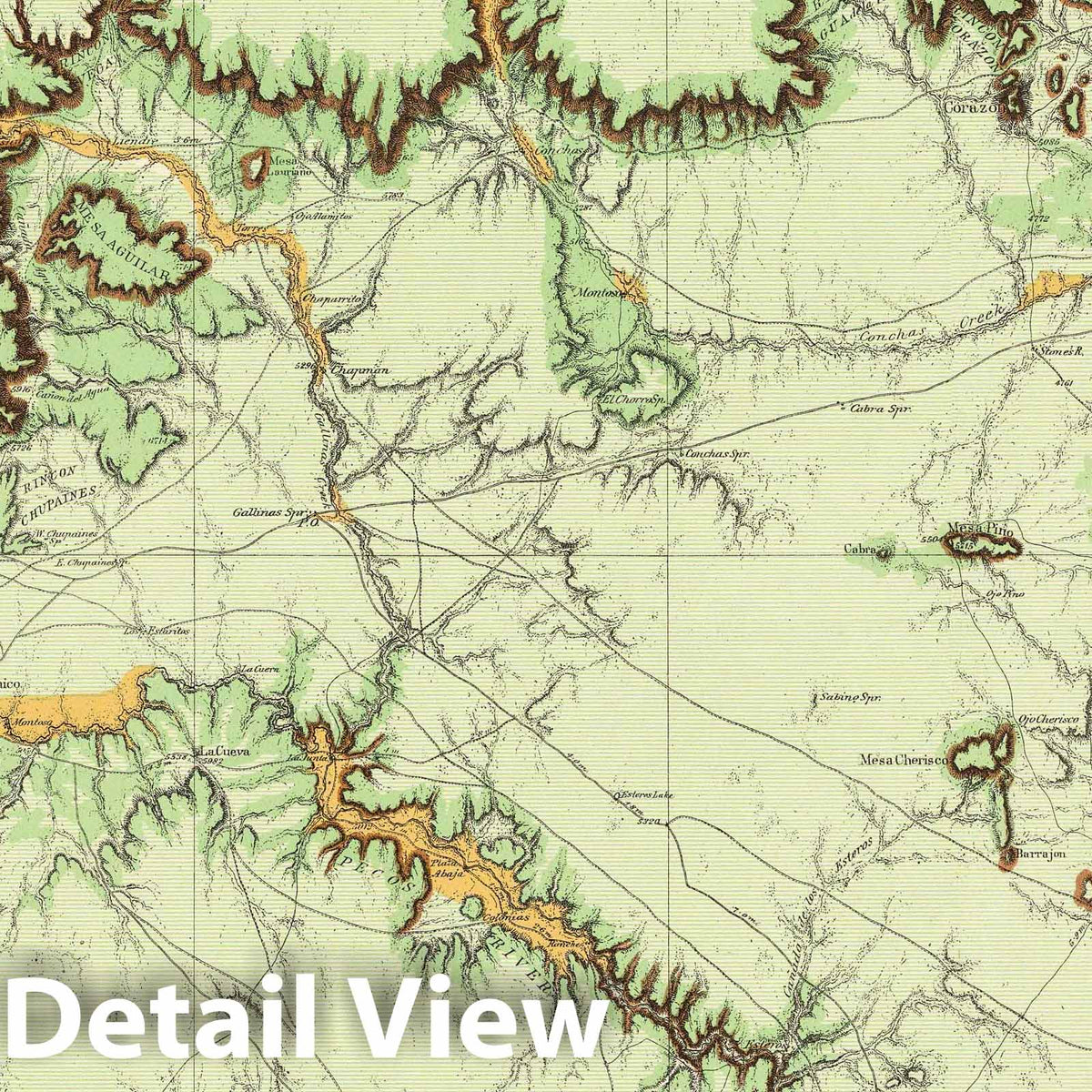 Wheeler Survey: Central New Mexico - Geologic Map, 1879 - Historical Map Print