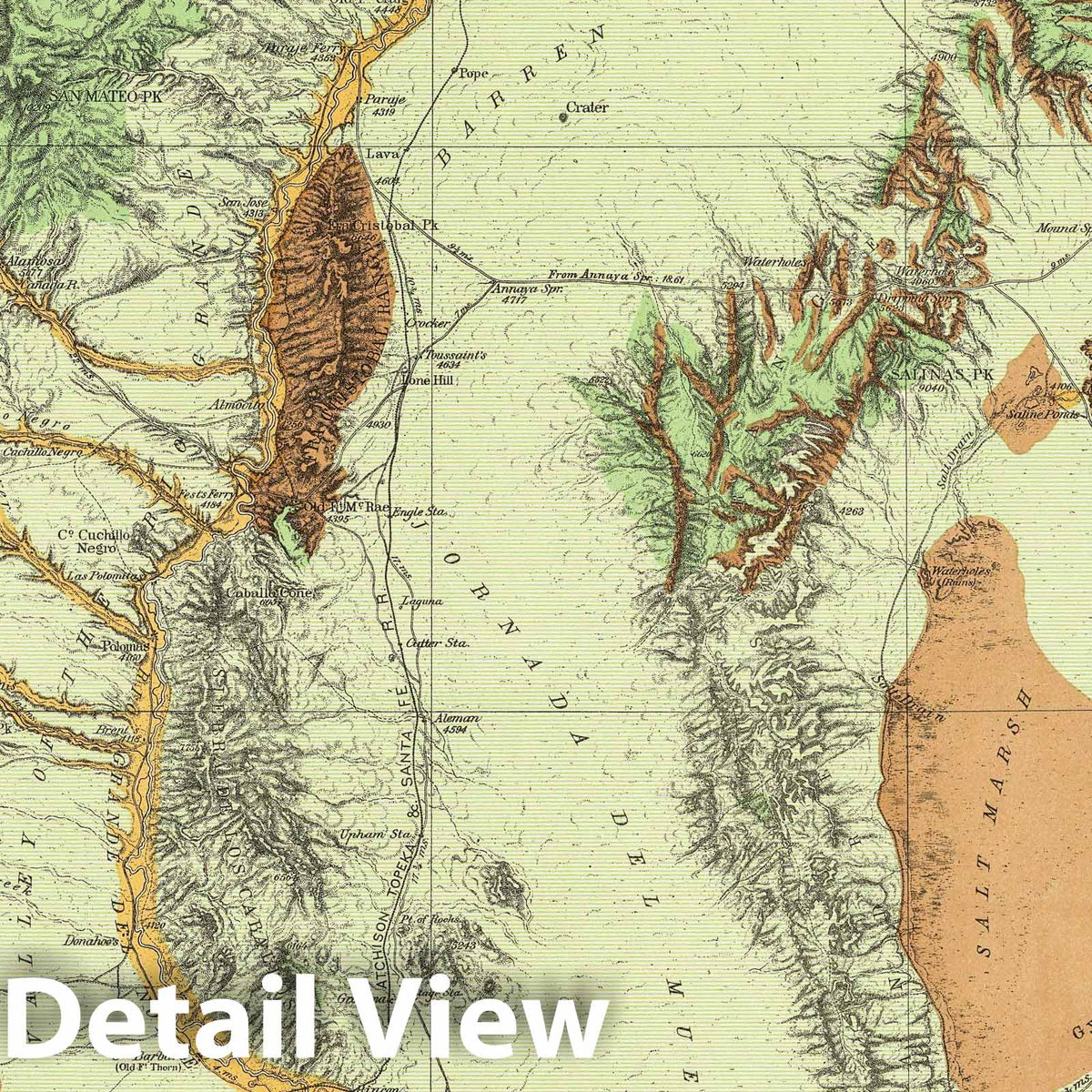 Wheeler Survey: Southwestern New Mexico - Geologic Map, 1881